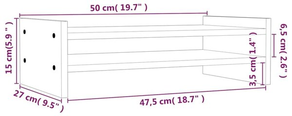 Βάση Οθόνης 50 x 27 x 15 εκ. από Μασίφ Ξύλο Πεύκου - Καφέ