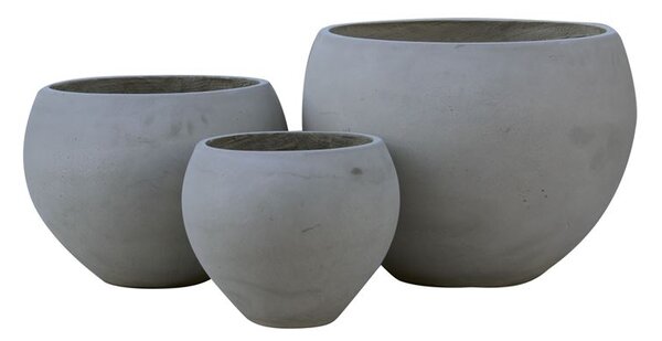 FLOWER POT-5 SET 3 ΤΕΜΑΧΙΩΝ CEMENT GREY