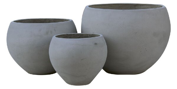 FLOWER POT-5 SET 3 ΤΕΜΑΧΙΩΝ CEMENT GREY