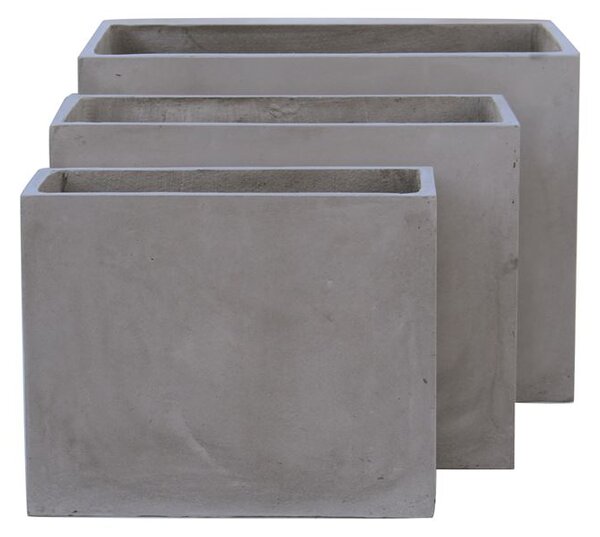 FLOWER POT-2 Set 3 τεμαχίων Cement Grey 50x20x40 - 60x30x45 - 70x40x50