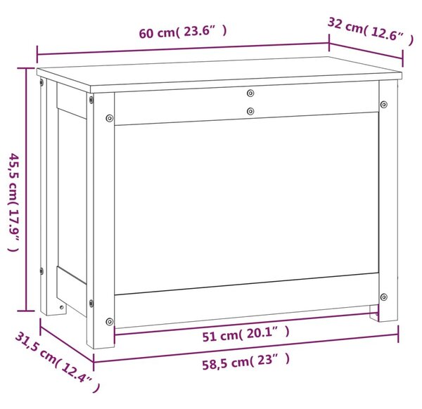 Κουτί Αποθήκευσης Μαύρο 60x32x45,5 εκ από Μασίφ Ξύλο Πεύκου - Γκρι