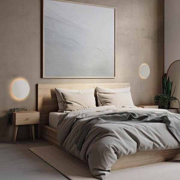 TK Lighting Φωτιστικό τοίχου Luna, μπεζ, έμμεσο φως, Ø 30 cm, ατσάλι, ρυθμιζόμενος, Μπεζ, Σαλόνι / τραπεζαρία, Μέταλλο