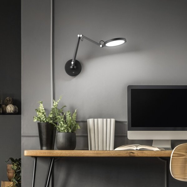 Fabas Luce Φωτιστικό τοίχου Regina LED, μαύρο, CCT, ρυθμιζόμενο, ρυθμιζόμενος, Μαύρο, υπνοδωμάτιο, Μέταλλο, σύγχρονο