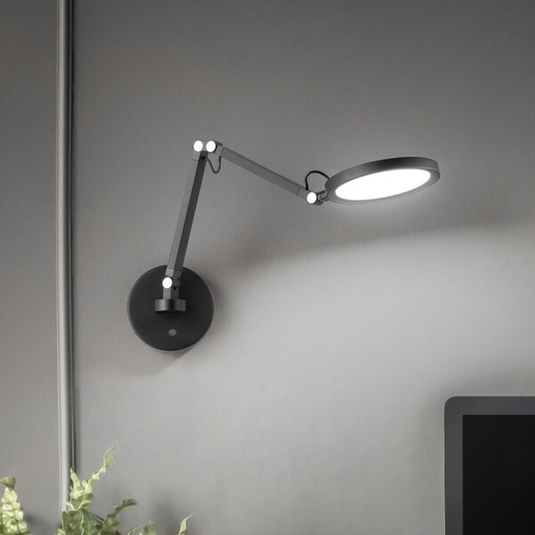 Fabas Luce Φωτιστικό τοίχου Regina LED, μαύρο, CCT, ρυθμιζόμενο, ρυθμιζόμενος, Μαύρο, υπνοδωμάτιο, Μέταλλο, σύγχρονο