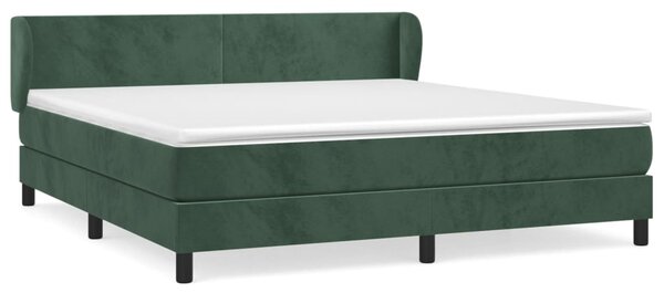 VidaXL Κρεβάτι Boxspring με Στρώμα Σκούρο Πράσινο 160x200εκ. Βελούδινο