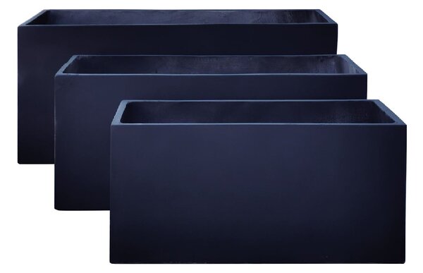 FLOWER POT-12 SET 3 ΤΕΜΑΧΙΩΝ: 80X40X40CM + 100X45X45CM + + 122X55X55 ΑΠΟΧΡΩΣΗ DARK GREY