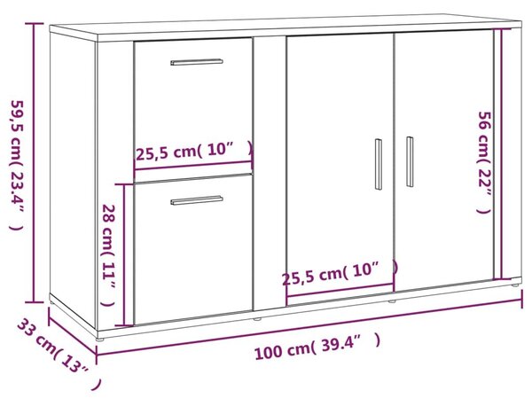 Ντουλάπι Γκρι Σκυροδέματος 100x33x59,5 εκ. Επεξεργασμένο Ξύλο - Γκρι