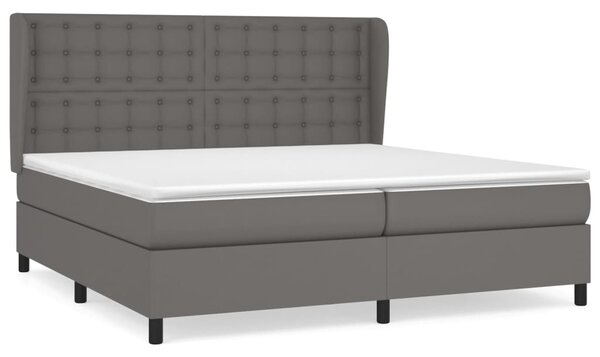 VidaXL Κρεβάτι Boxspring με Στρώμα Γκρι 200x200 εκ. Συνθετικό Δέρμα