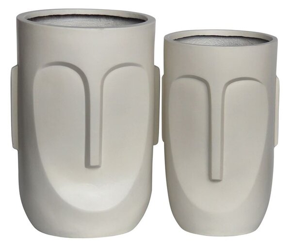 FLOWER POT-TOTEM Set 2 τεμαχίων, Cement Απόχρωση Sand Brown Φ32x52cm - Φ40x57cm