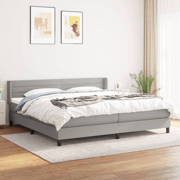 VidaXL Κρεβάτι Boxspring με Στρώμα Ανοιχτό Γκρι 200x200 εκ. Υφασμάτινο