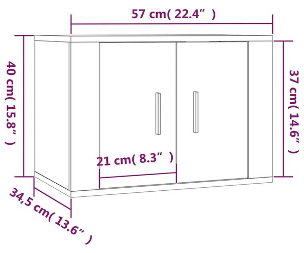 Έπιπλα Τηλεόρασης Επιτοίχια 2 τεμ. Sonoma Δρυς 57x34,5x40 εκ - Καφέ