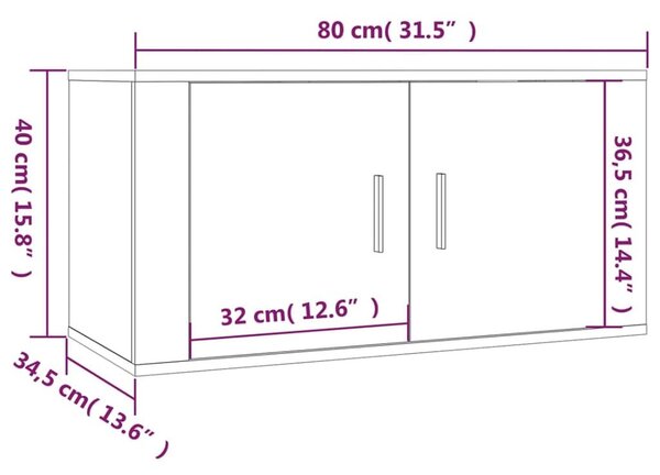 Έπιπλα Τηλεόρασης Επιτοίχια 3 τεμ. Λευκά 80 x 34,5 x 40 εκ. - Λευκό