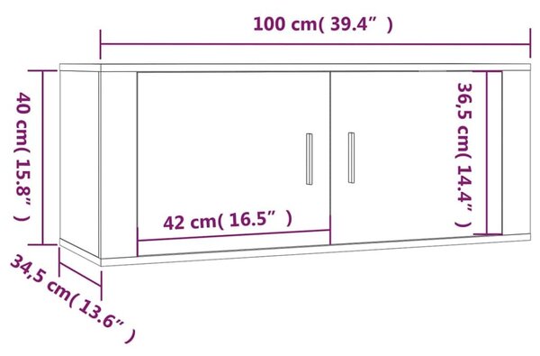 Έπιπλο Τηλεόρασης Επιτοίχιο Καφέ Δρυς 100x34,5x40 εκ. - Καφέ