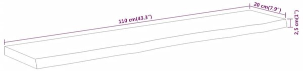 Ράφι Επιτοίχιο Ορθ. Live Edge 110x20x2,5 εκ. Μασίφ Ξύλο Ακακίας - Καφέ