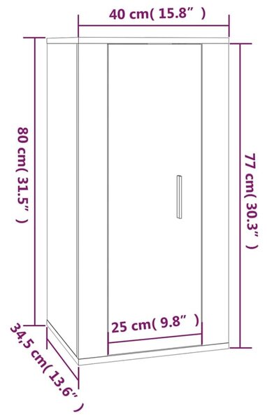 Έπιπλο Τηλεόρασης Επιτοίχιο Μαύρο 40x34,5x80 εκ. - Μαύρο