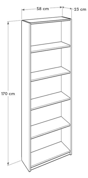 Max Βιβλιοθηκη Με 5 Ραφια χρώμα Μωβ 58x23x170 εκ