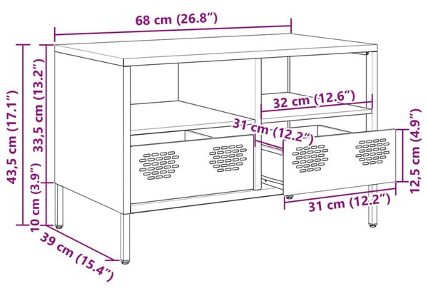 Έπιπλο Τηλεόρασης Μαύρο 68x39x43,5 εκ. Χάλυβας Ψυχρής Έλασης - Μαύρο