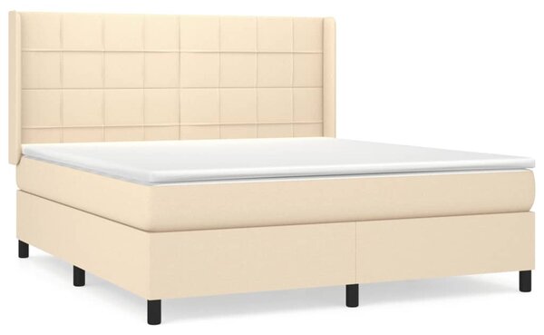 VidaXL Κρεβάτι Boxspring με Στρώμα Κρεμ 160x200 εκ. Υφασμάτινο