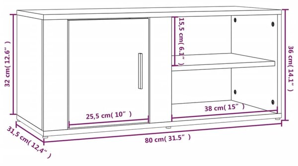 Έπιπλα Τηλεόρασης 2 τεμ. Μαύρα 80x31,5x36εκ. Επεξεργασμένο Ξύλο - Μαύρο