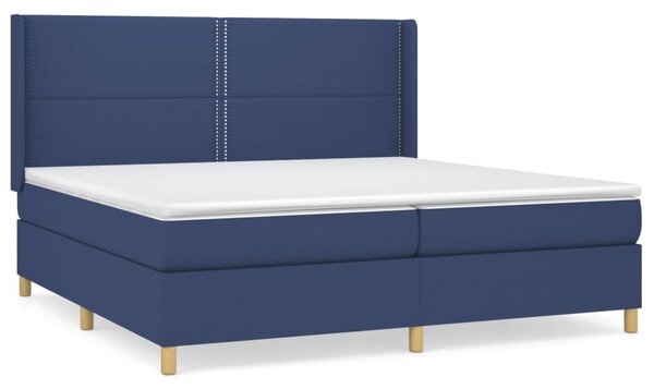 VidaXL Κρεβάτι Boxspring με Στρώμα Μπλε 200x200 εκ. Υφασμάτινο