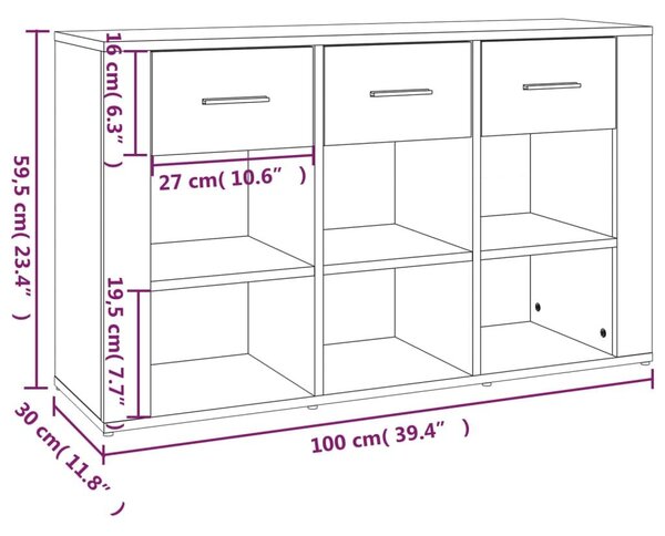 Ντουλάπι Γκρι Sonoma 100x30x59,5 εκ. από Επεξεργασμένο Ξύλο - Γκρι