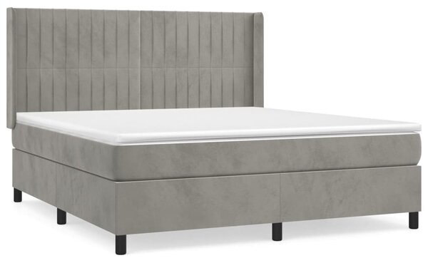 VidaXL Κρεβάτι Boxspring με Στρώμα Ανοιχτό Γκρι 160x200 εκ. Βελούδινο