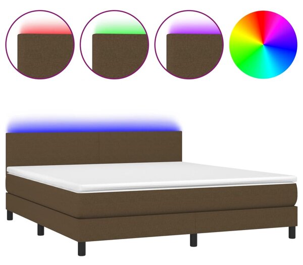 VidaXL Κρεβάτι Boxspring με Στρώμα & LED Σκ.Καφέ 160x200 εκ Υφασμάτινο