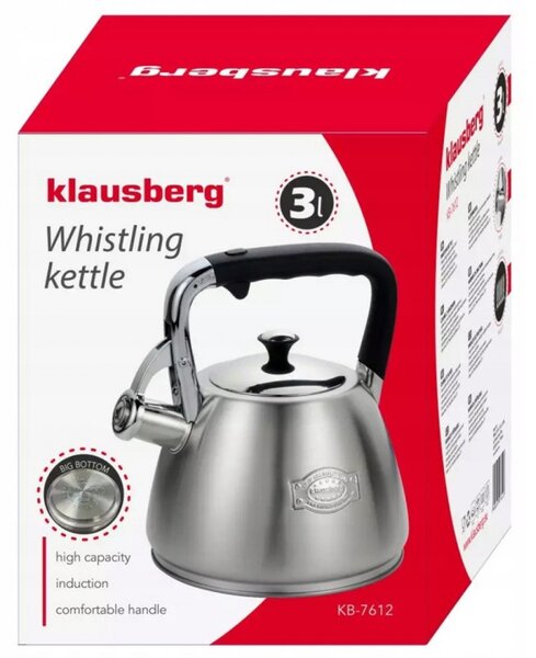 Βραστήρας Klausberg KB 7612, 3l, Επαγωγή, Θερμομονωμένη λαβή, Inox