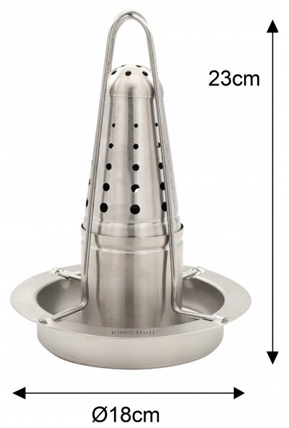 Kinghoff KH 1880 σχάρα ψησίματος κοτόπουλου, δίσκος λίπους και καρυκευμάτων, 23x18 cm, Inox