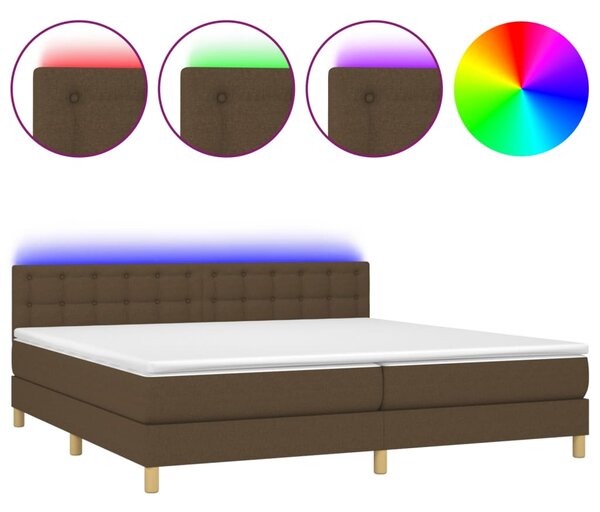 VidaXL Κρεβάτι Boxspring με Στρώμα & LED Σκ.Καφέ 200x200 εκ Υφασμάτινο