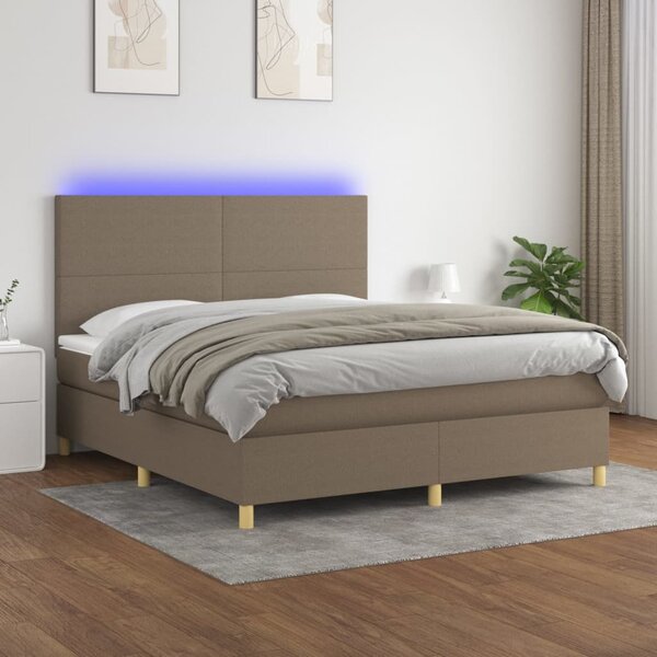 VidaXL Κρεβάτι Boxspring με Στρώμα & LED Taupe 160x200 εκ. Υφασμάτινο