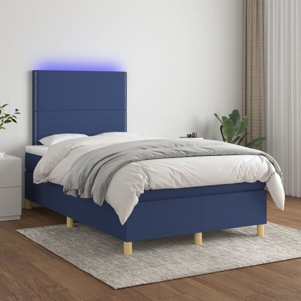 VidaXL Κρεβάτι Boxspring με Στρώμα & LED Μπλε 120x200 εκ. Υφασμάτινο