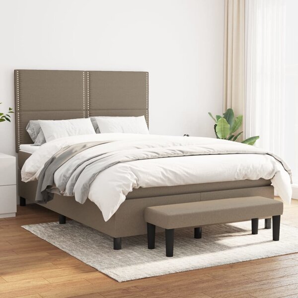 VidaXL Κρεβάτι Boxspring με Στρώμα Taupe 140x200 εκ. Υφασμάτινο