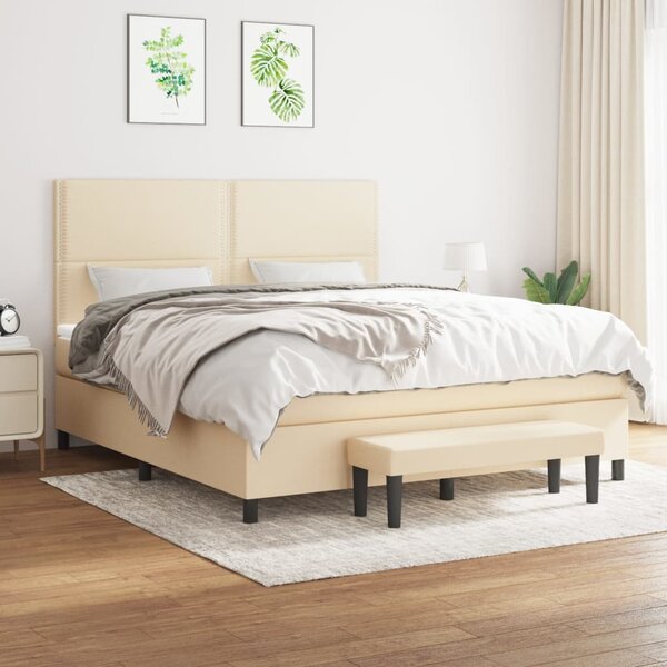 VidaXL Κρεβάτι Boxspring με Στρώμα Κρεμ 160x200 εκ. Υφασμάτινο