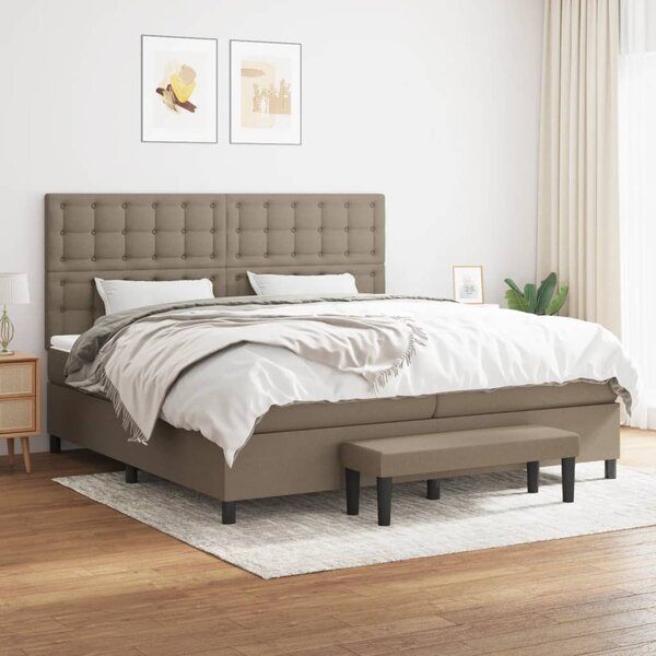 VidaXL Κρεβάτι Boxspring με Στρώμα Taupe 200x200 εκ. Υφασμάτινο