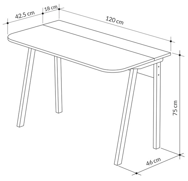 Γραφείο εργασίας Luton χρώμα φυσικό οξιάς 120x60x75εκ