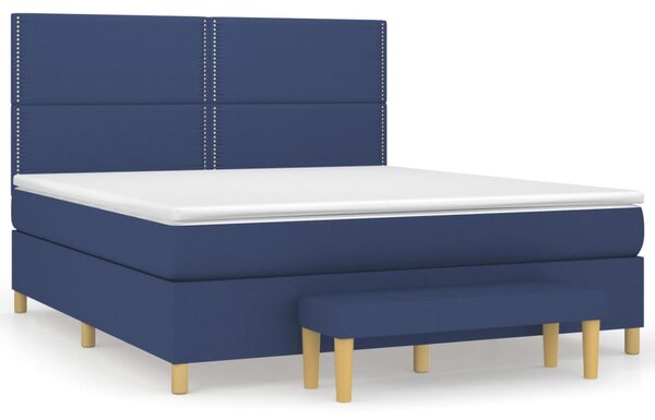 VidaXL Κρεβάτι Boxspring με Στρώμα Μπλε 160x200 εκ. Υφασμάτινο