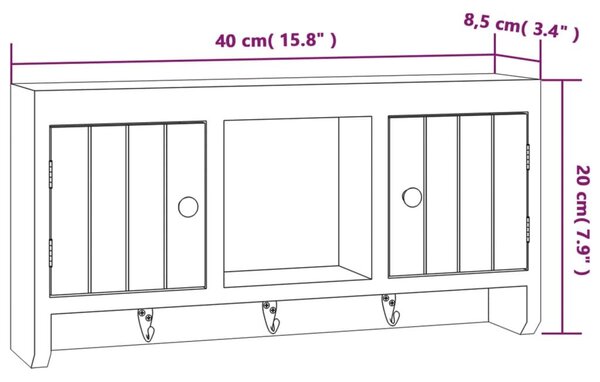 Κλειδοθήκη Λευκή 40x8,5x20 εκ. από Επεξεργασμένο Ξύλο & Ατσάλι - Λευκό