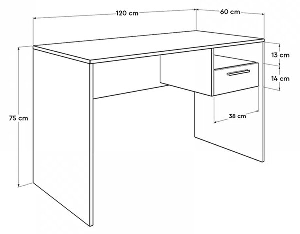 Γραφείο εργασίας Concept Megapap χρώμα ανθρακί 120x60x75εκ