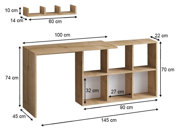 Γραφείο εργασίας Blake Megapap χρώμα φυσικό οξιάς 145x45x74εκ