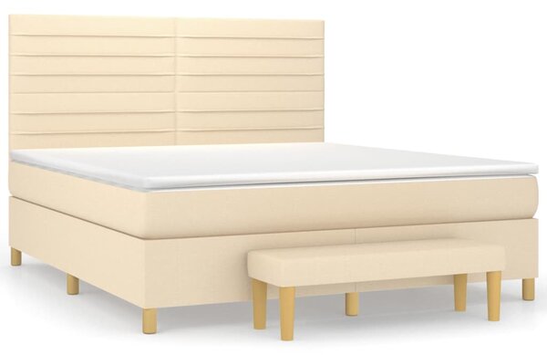 VidaXL Κρεβάτι Boxspring με Στρώμα Κρεμ 180x200 εκ. Υφασμάτινο