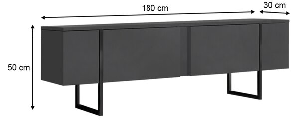 Έπιπλο τηλεόρασης Luxe Megapap χρώμα ανθρακί 180x30x50εκ