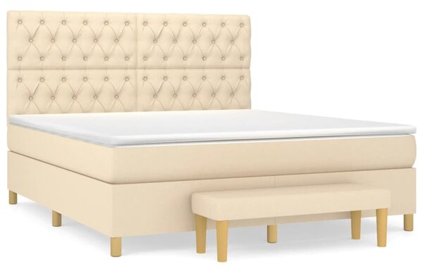 VidaXL Κρεβάτι Boxspring με Στρώμα Κρεμ 160x200 εκ. Υφασμάτινο