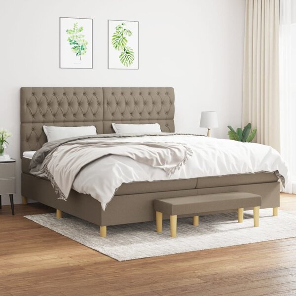 VidaXL Κρεβάτι Boxspring με Στρώμα Taupe 200x200 εκ. Υφασμάτινο