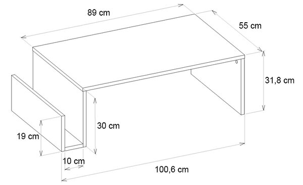 Τραπεζάκι σαλονιού Regnar Megapap χρώμα rebab 100,6x55x31,8εκ