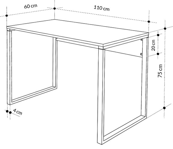 Γραφείο εργασίας Inna Megapap χρώμα γκρι ρετρό - silky black 110x60x75εκ