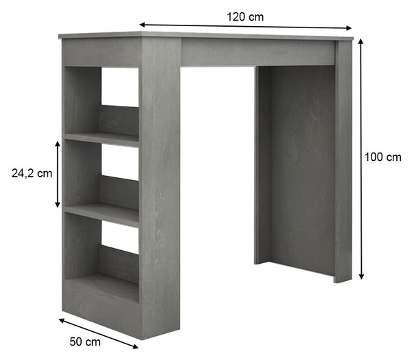 Τραπέζι μπαρ Deep Megapap χρώμα γκρι σκυροδέματος 120x50x100εκ