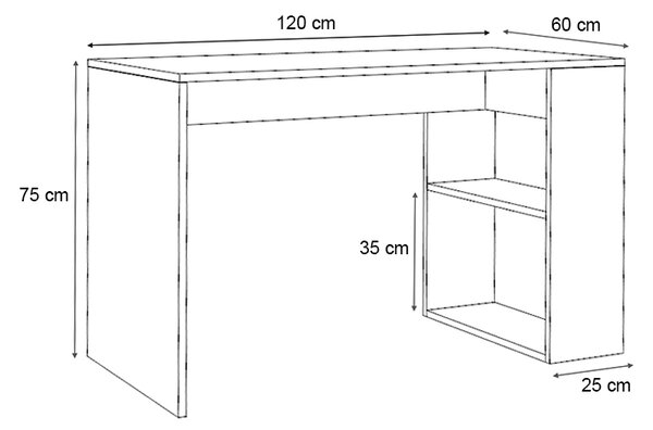 Γραφείο εργασίας Mikro Megapap χρώμα λευκό 120x60x75εκ