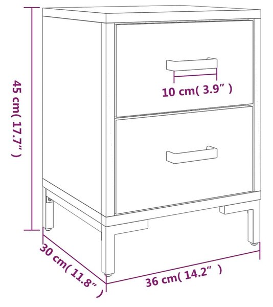 Κομοδίνα 2 τεμ. Μαύρα 36x30x45 εκ. από Μασίφ Ξύλο Πεύκου - Μαύρο