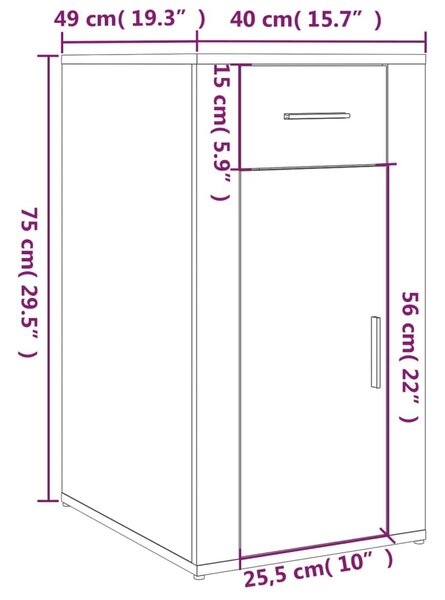 Ντουλάπι Γραφείου Καφέ δρυς 40 x 49 x 75 εκ. Επεξεργ. Ξύλο - Καφέ